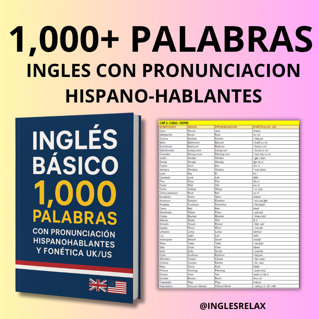 Inglés Relax® – 1,000 palabras con pronunciación para hispanohablantes y fonética UK/USA