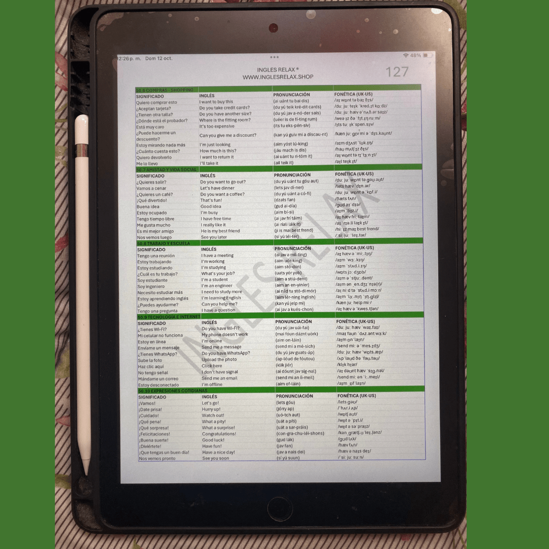 Inglés Relax® PREMIUN 5,000 palabras en ingles con pronunciación español y fonética UK/US - Ingles Relax